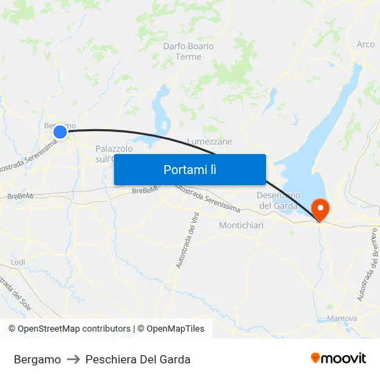 Bergamo to Peschiera Del Garda map