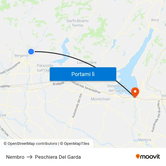 Nembro to Peschiera Del Garda map