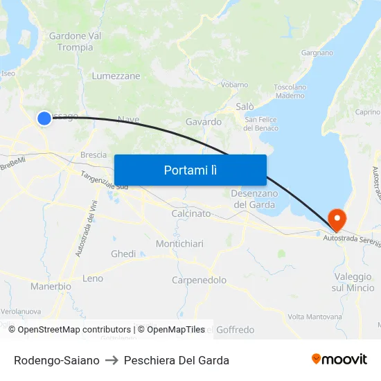 Rodengo-Saiano to Peschiera Del Garda map