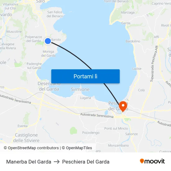 Manerba Del Garda to Peschiera Del Garda map