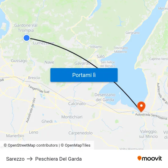 Sarezzo to Peschiera Del Garda map