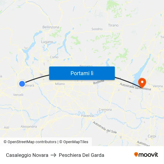 Casaleggio Novara to Peschiera Del Garda map