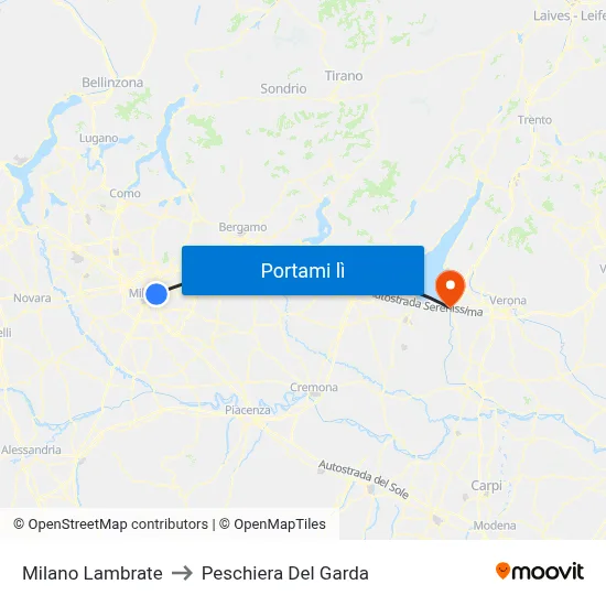 Milano Lambrate to Peschiera Del Garda map