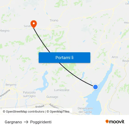 Gargnano to Poggiridenti map