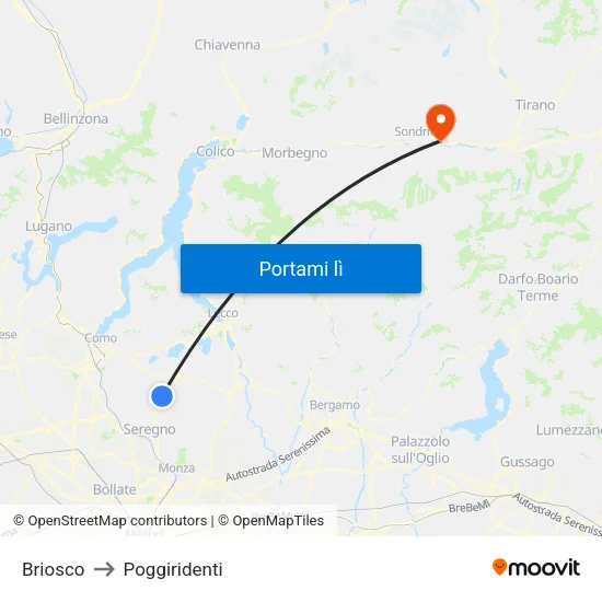 Briosco to Poggiridenti map