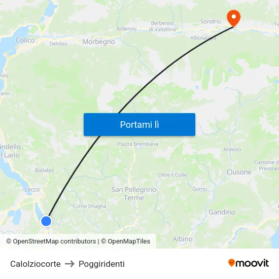 Calolziocorte to Poggiridenti map