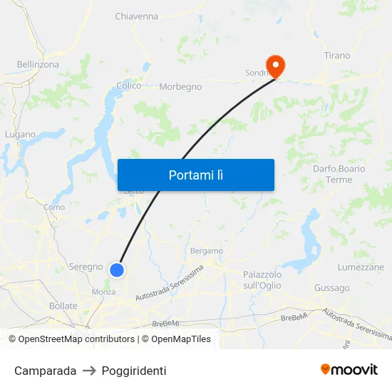 Camparada to Poggiridenti map