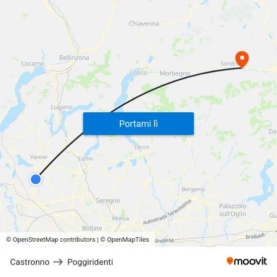 Castronno to Poggiridenti map