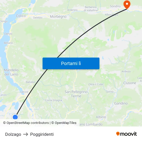 Dolzago to Poggiridenti map