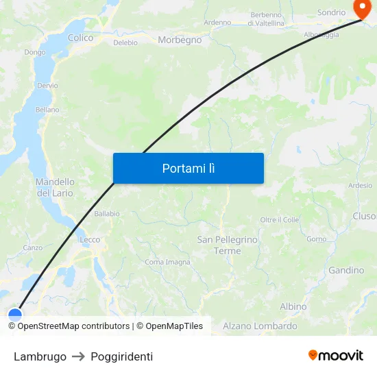 Lambrugo to Poggiridenti map