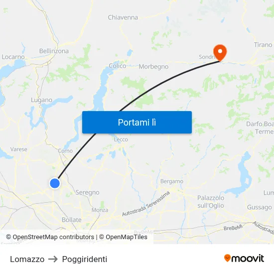 Lomazzo to Poggiridenti map