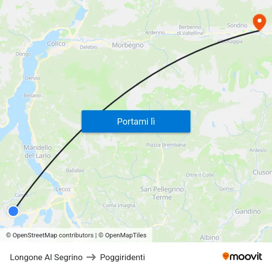 Longone Al Segrino to Poggiridenti map