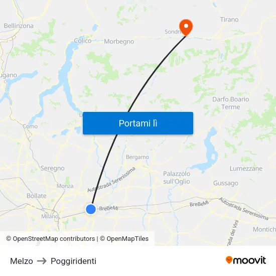 Melzo to Poggiridenti map