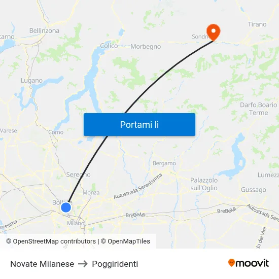 Novate Milanese to Poggiridenti map