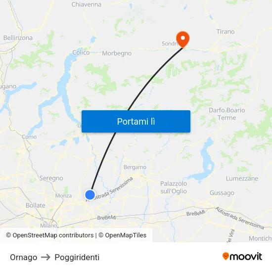 Ornago to Poggiridenti map