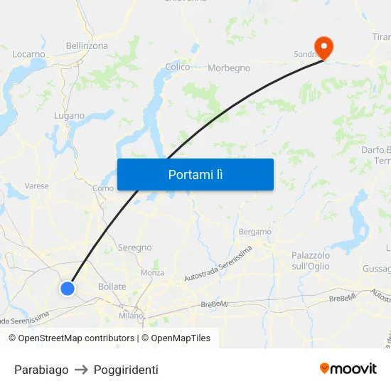 Parabiago to Poggiridenti map