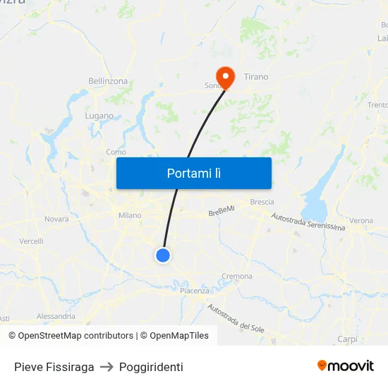 Pieve Fissiraga to Poggiridenti map