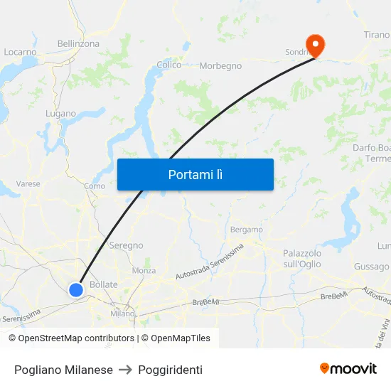 Pogliano Milanese to Poggiridenti map