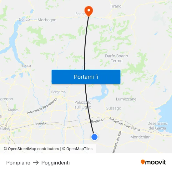 Pompiano to Poggiridenti map