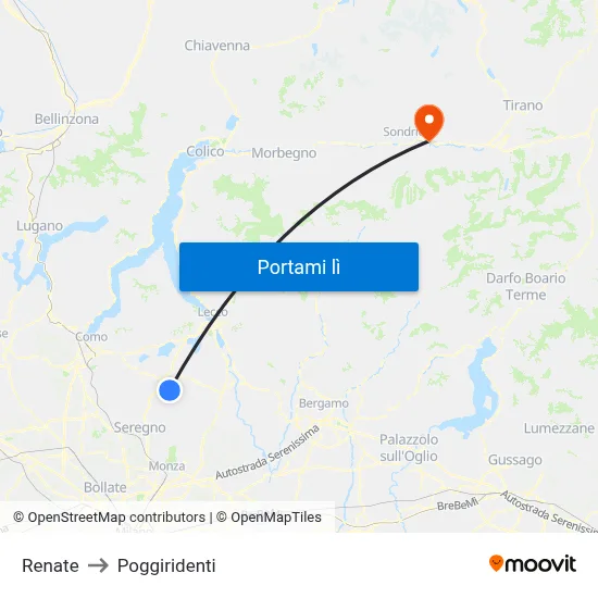 Renate to Poggiridenti map