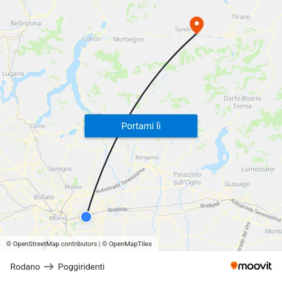Rodano to Poggiridenti map