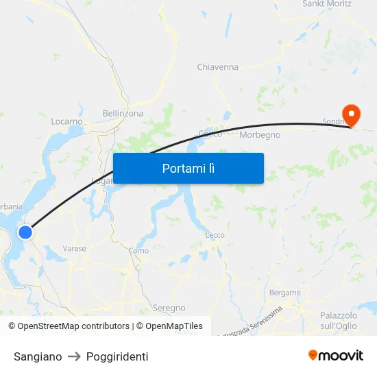 Sangiano to Poggiridenti map