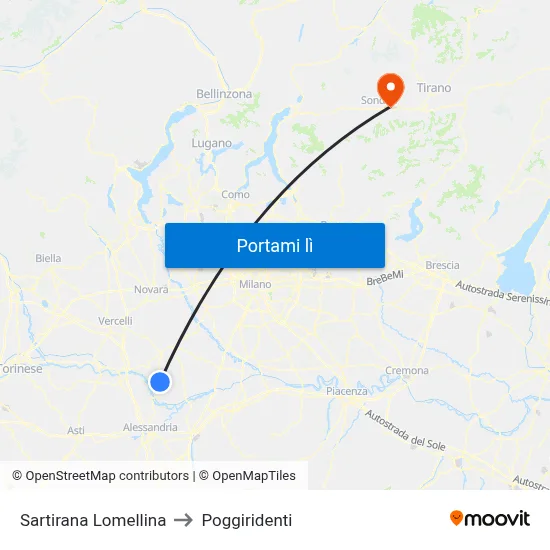 Sartirana Lomellina to Poggiridenti map