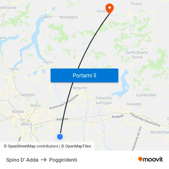 Spino D' Adda to Poggiridenti map