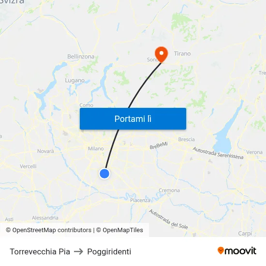 Torrevecchia Pia to Poggiridenti map
