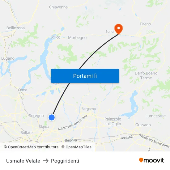 Usmate Velate to Poggiridenti map