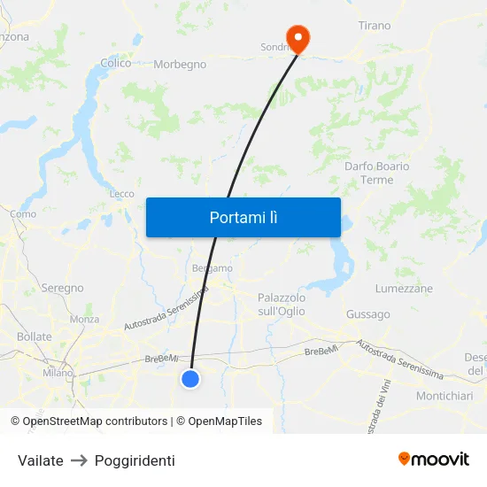 Vailate to Poggiridenti map