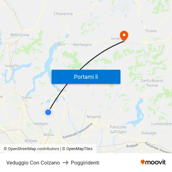 Veduggio Con Colzano to Poggiridenti map