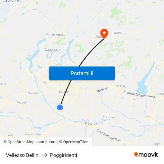 Vellezzo Bellini to Poggiridenti map