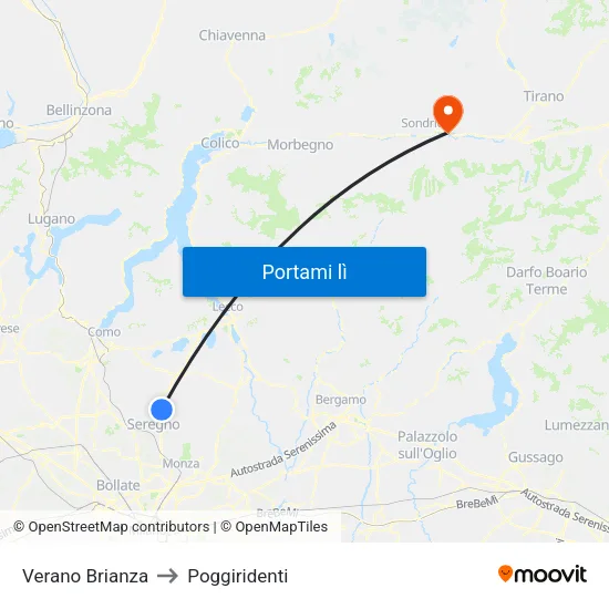 Verano Brianza to Poggiridenti map