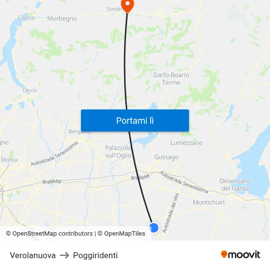 Verolanuova to Poggiridenti map