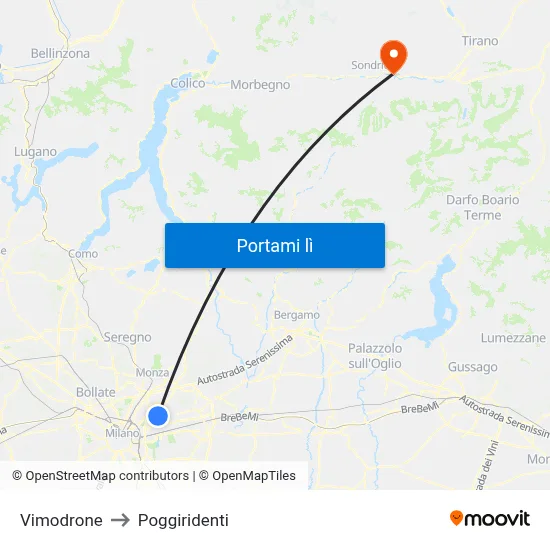 Vimodrone to Poggiridenti map