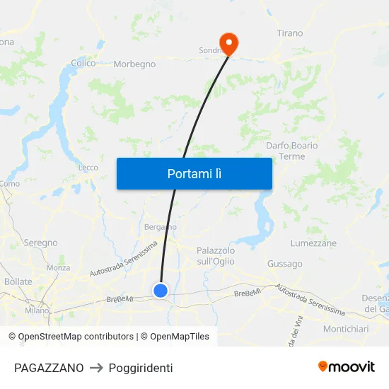 PAGAZZANO to Poggiridenti map