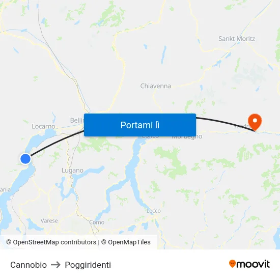 Cannobio to Poggiridenti map