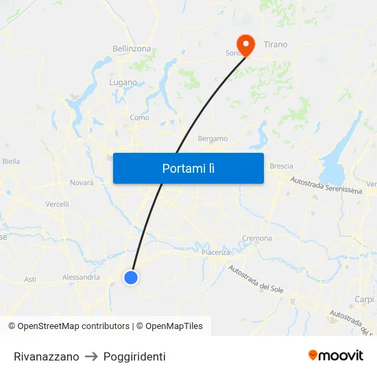 Rivanazzano to Poggiridenti map