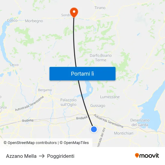 Azzano Mella to Poggiridenti map