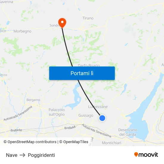 Nave to Poggiridenti map