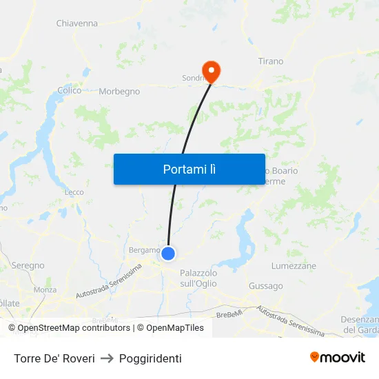 Torre De' Roveri to Poggiridenti map
