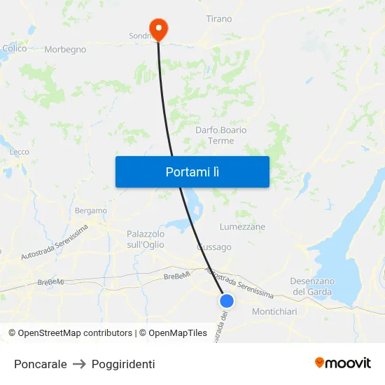 Poncarale to Poggiridenti map