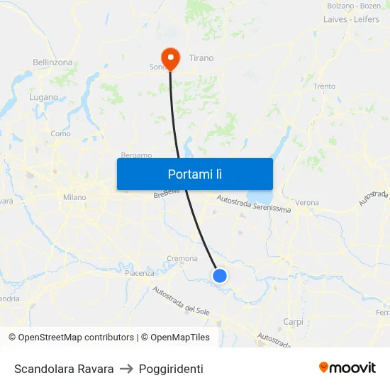 Scandolara Ravara to Poggiridenti map