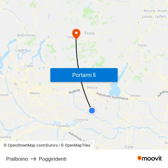 Pralboino to Poggiridenti map