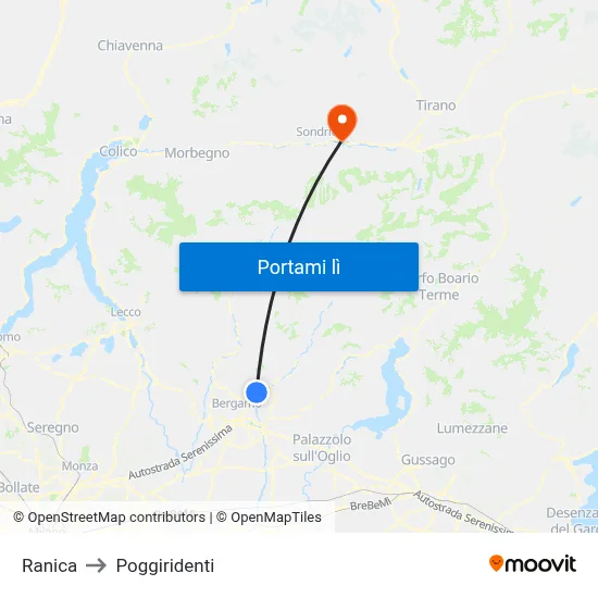 Ranica to Poggiridenti map