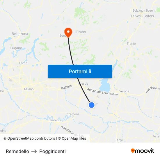 Remedello to Poggiridenti map