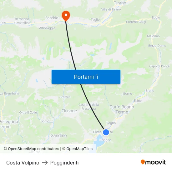 Costa Volpino to Poggiridenti map