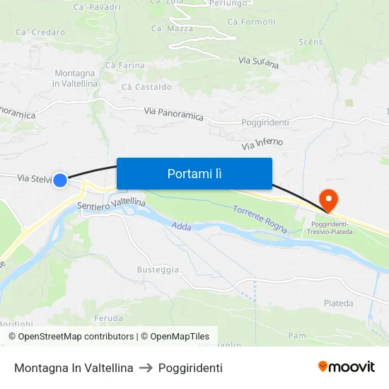 Montagna In Valtellina to Poggiridenti map