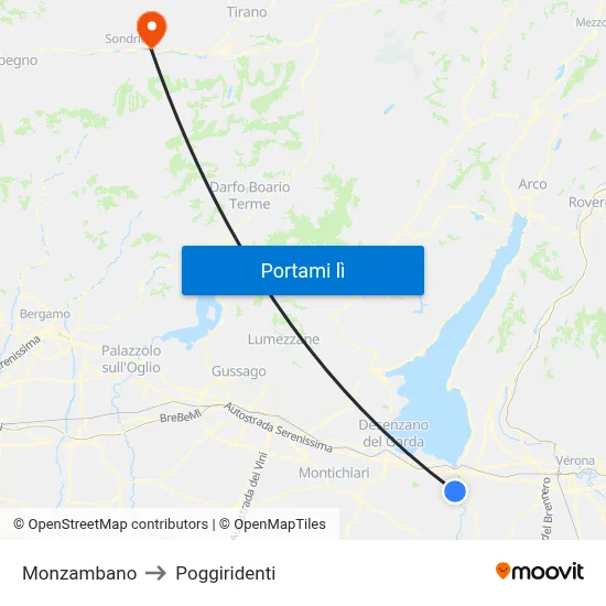 Monzambano to Poggiridenti map